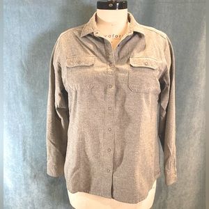 Woolrich Women’s Grey Cotton Flannel Button Down Long-Sleeve Shirt